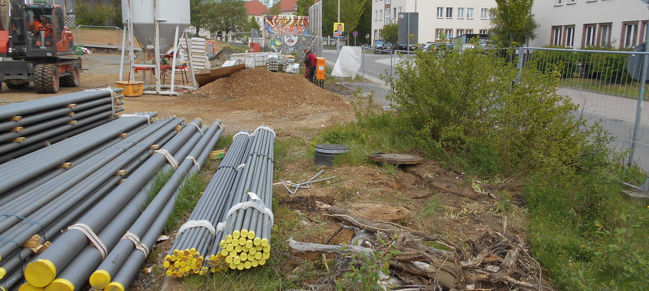 Eiffage Infra-Ost baut für die Bergakademie Freiberg.  Medienerschließung und Parkplatzbau für das ZeHS (Zentrum für effiziente Hochtemperatur-Stoffwandlung) 